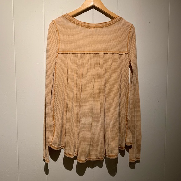 Free People Beige Waffle Hanley Long Sleeve Top - Picture 5 of 8